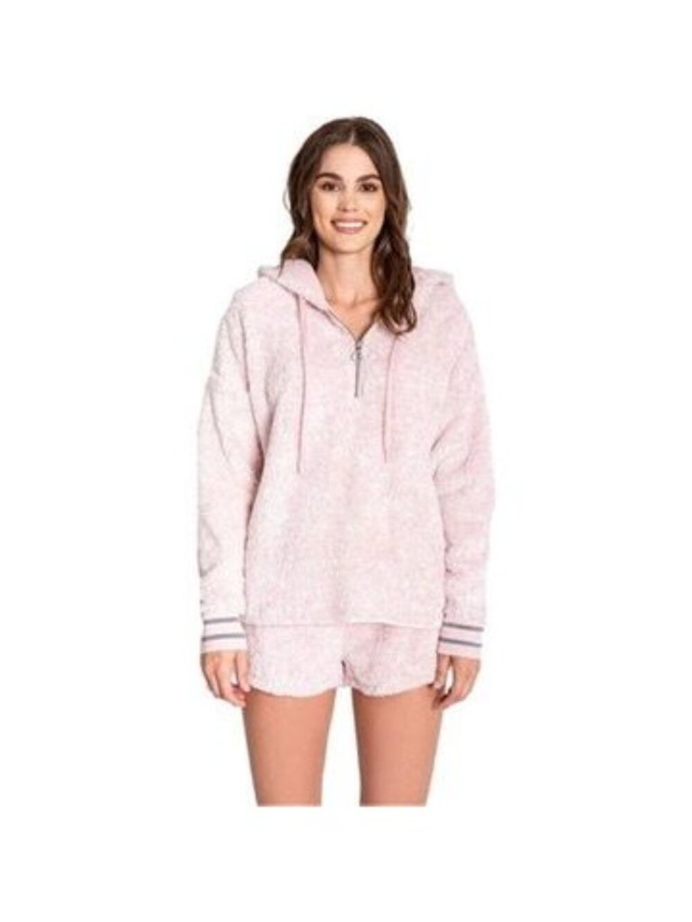 PJ Salvage women's small dusty pink sherpa quarter-zip pullover hoodie lounge